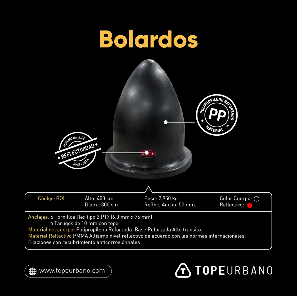 BOLARDO CON REFLECTIVOS