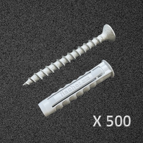 Pack x 500 Un. - Tornillo Fix + MAGNI GRIS + Tarugo SX 8